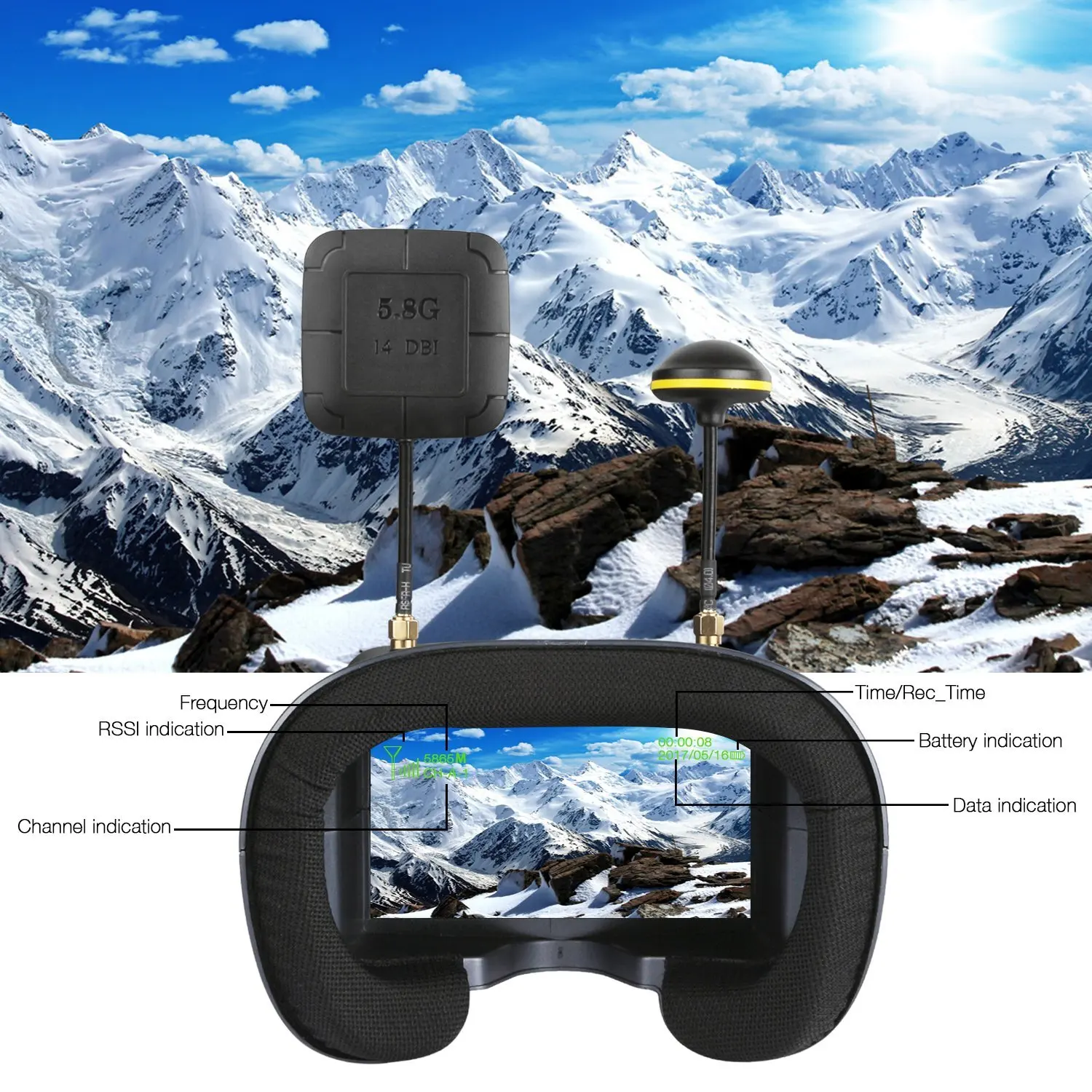 5.8G 40CH 4.3 Inch 800*480 Vid - Fpv Drone Goggles incelemesi ve fiyatı