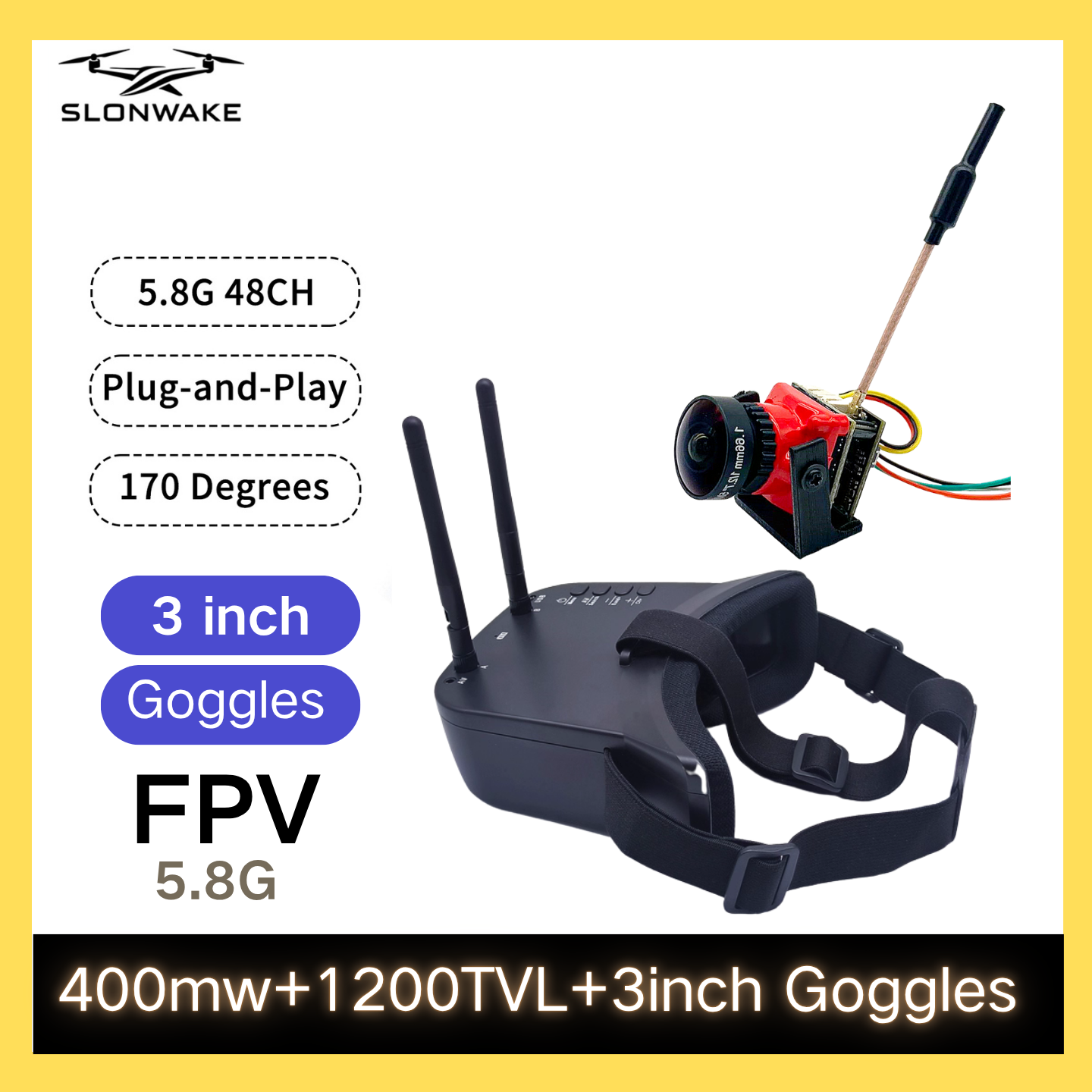 SLONWAKE 5.8G 48CH FPV 400mw V - Fpv Drone Camera incelemesi ve fiyatı